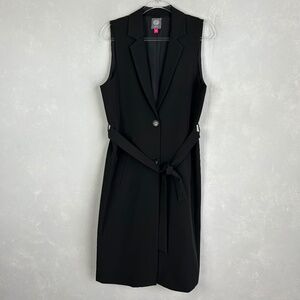 Vince Camuto size M blazer midi dress sleeveless black belted career wear office